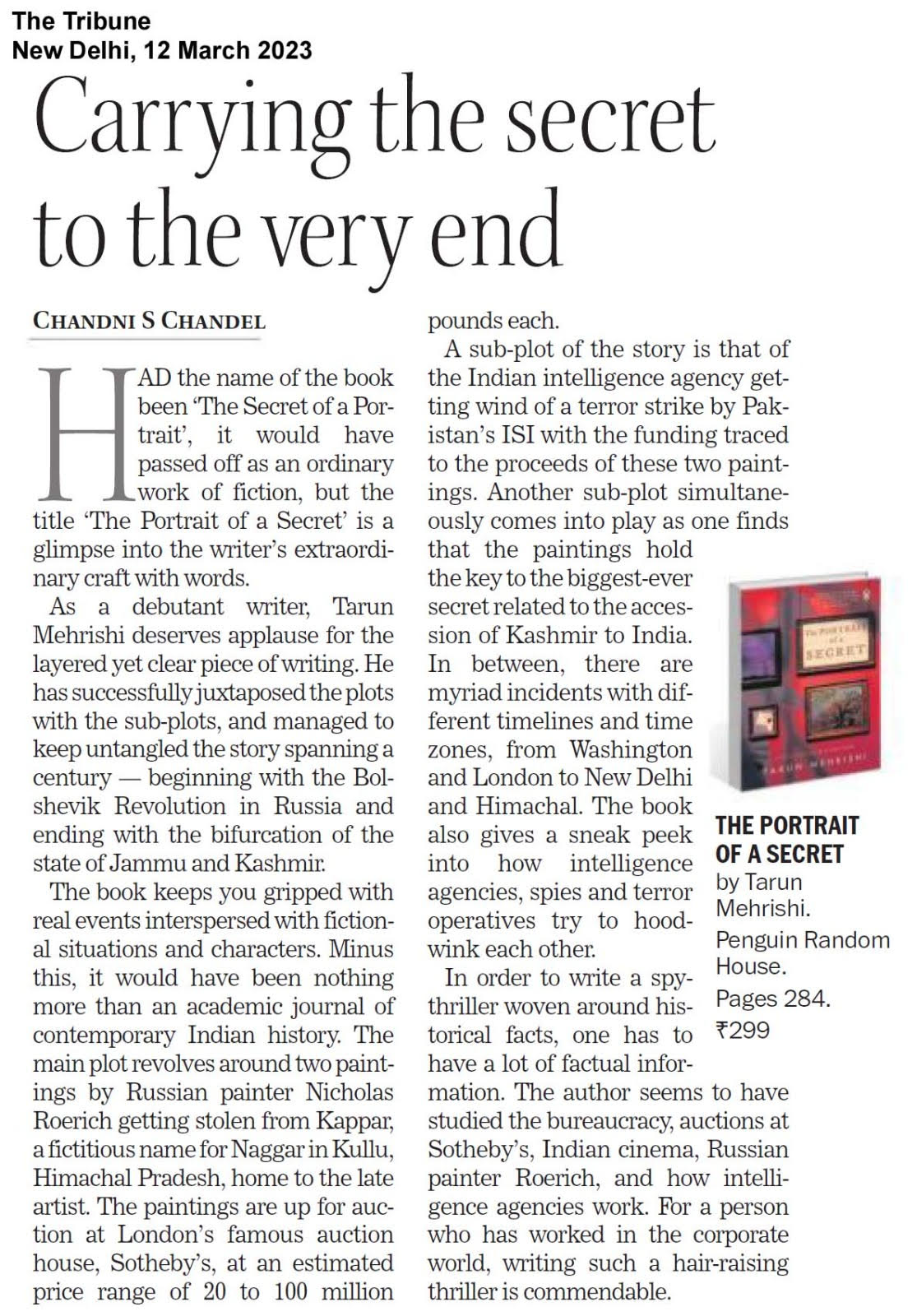 The Tribune · 12 March 2023 press clipping